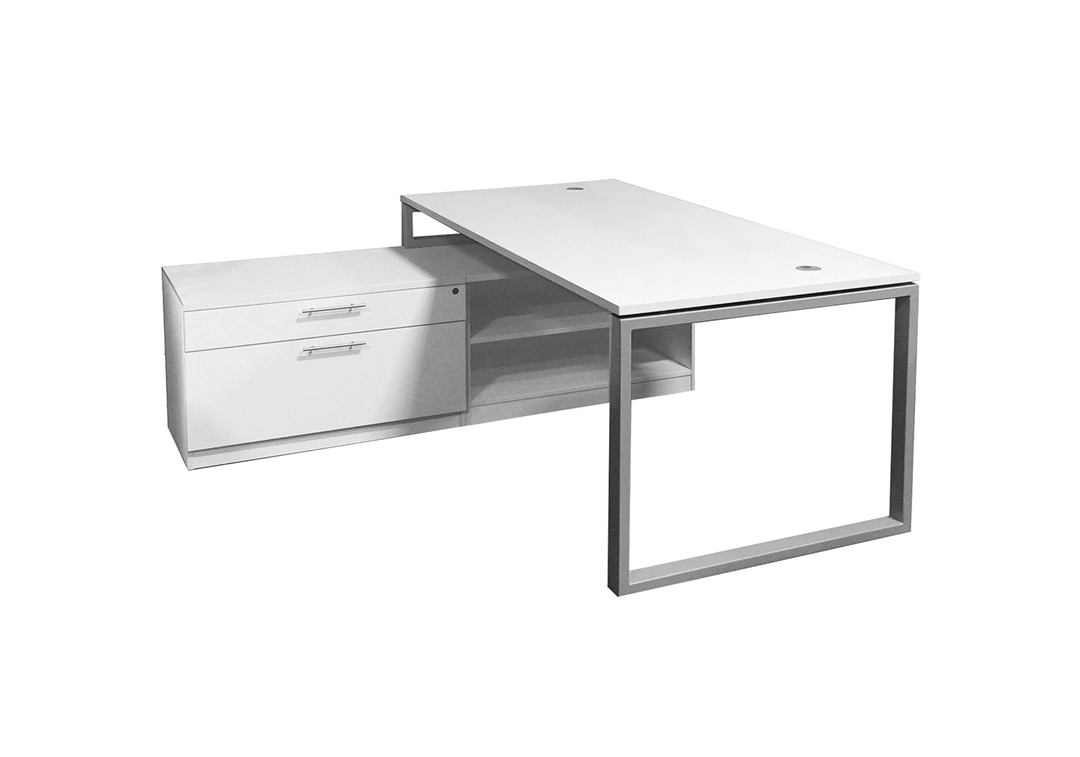 Evoke Desk with Credenza return (grey)